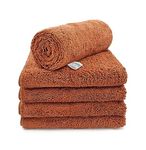 SOFTSPUN Microfiber High Loop Cleaning Cloths, 40x60 cms 5 pcs Towel Set 380 GSM (Brown). Thick Lint & Streak-Free Multipurpose Cloths.
