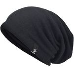 VECRY Men's Slouch Beanie Skull Cap Long Baggy Hip-Hop Winter Summer Hat (305-Black)