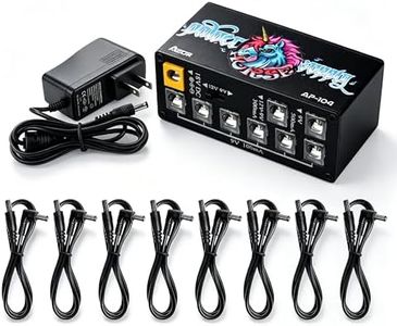 AZOR AP-104 Pedal Power Supply 8 DC Outputs Mini Pedal Board Power Supply with Switchable Voltage for 9V/12V Effect Pedal Power Supply