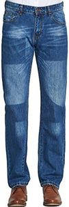 SSLR Men's Two-Tone Stonewash Regular Fit Straight Leg Jeans (W34 x L32, Blue)