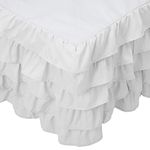 Elegant Comfort Leila Collection Multi-Ruffle Bed Skirt, 1500 Thread Count Egyptian Quality, Easy Fit Dust Ruffle, 15 inch Drop, Wrinkle and Stain Resistant, MultiRuffle, King, Snowy White