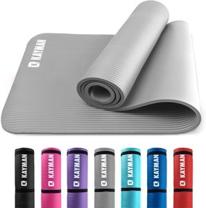 KAYMAN Large Yoga Mat – Grey, Extra Thick Non-Slip Fitness Mat