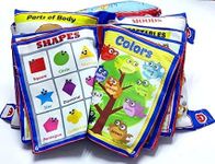 HUBTURE Kid's Soft Learning Cotton Pillow Book with English and Hindi Alphabets, Numbers, Animals Names and Pictures & Colors for Kids Velvet Cushion Book (Blue)