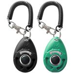 HoAoOo Pet Training Clicker with Wrist Strap - Dog Training Clickers (Black +Bluegreen)