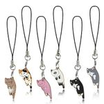 Molain 6pcs Cute Kitten Phone Charm, Sweet Kitten Pendant Phone Charm Small Fresh Creative Animal Keychain Handmade Bracelet Anti-lost Phone Chain Strap for Women Girls