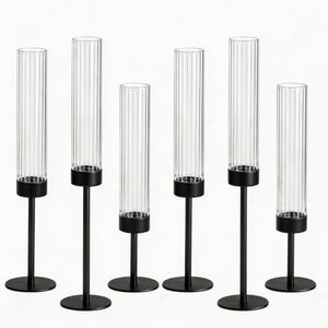 Hurricane Glass Candle Holder, Vintage Taper Candlestick Holders