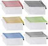SevenMye 30 Pack Zipper Mesh Pouch Waterproof File Storage Bags Multipurpose Pen Bag Storage Bag Zero Purse for School Office Supplies,6 Colors