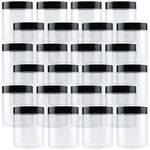 PINGEUI 24 Pack 250ml Clear Round Plastic Jars with Lid, BPA Free Wide Mouth Plastic Container, Empty Sample Storage Pot Jars for Slime, Food, Spices, Liquids, Crafts