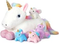 Ramarmro 61cm(24in) Unicorn Stuffed Animal Toy for 3 4 5 6 7 8 9 Year Old Girls, Beautiful eyed unicorn mother and four unicorn babies, Christmas, Birthday Party Plush Gift for Girls