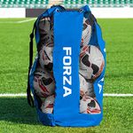 FORZA Premier Ball Carry Bag | Drawstring Football, Basketball, Netball & Volleyball Mesh Bag | 5 Colour Options - Heavy Duty Equipment Holdall | 12 Ball Capacity (Blue)