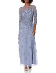 Adrianna Papell Women's Beaded Crew Neck Gown, Cool Wisteria, 2