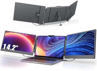 14.2'' Screen Extender Portable Laptop Plug-play, 1080P IPS Laptop Monitor Extender Built-in Speaker, HDMI/USB-A/Type-C Triple Monitor for 13''-17.3'' Laptops, Work with Mac, Windows, Chrome, Switch