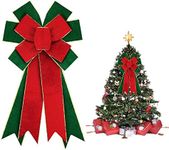 Hying Large Christmas Bows for Wreath, Red Green Velvet Wreath Bows for Xmas Décor Christmas Velvet Winter Bow for Front Door Indoor Outdoor Wall Tree Topper Decoration Supplies Christmas Ornament