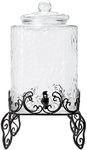 TableTop King 5 Gallon Hammered Glass Beverage Dispenser with Metal Stand