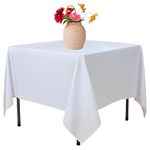 Elegant Event Essentials-Polyester Square Table Plain Cloth/Cover – For Home Décor Wedding Parties Dining Table Cafe Restaurant & Banquet- Stain & Wrinkle-Free-Washable 40 x 40 Inch White