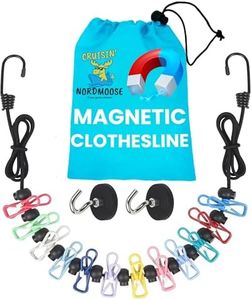 Magnetic Clothesline for Cruise Ship Cabin Approved - Strong Rubber Coated Non-Scratch Magnets, Travel Clothesline for Cruise Ship