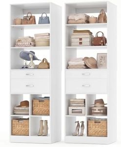 Besiost 44" Closet System with Wooden Drawers, Closet Organizer Set of 2,