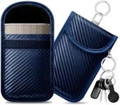 caslord Faraday Pouch for Car Keys, Pack of 2 Anti-Theft RFID Key Fob Protection Bag with 4 Pack Key Rings for Car Security, S, Blue
