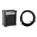 3rd Avenue Rocket Series 10W Guitar Amplifier with Headphone Output and Effects Compact Practice Amp - Black & Tiger 6.35Mm - 1/4 Inch Right Angled Jack Guitar Cable - 3M Guitar, Bass Lead