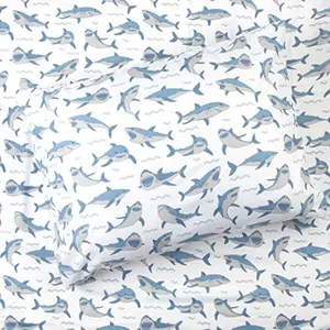 Sleeping Partners Kids 3PC Twin Size Sheet Set, Sharks
