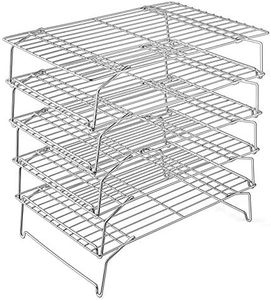 Cooling Rack, P&P Chef 5-Tier Stainless Steel Stackable Baking Cooking Racks for Cooling Roasting Grilling, Collapsible & Heavy Duty, Oven & Dishwasher Safe - 15’’x10’’