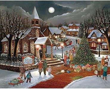 Bits and Pieces 300 Grande Piece Jigsaw Puzzle pour Adultes Esprit de Noël 300 Pc Vacances Eglise Jigsaw par L'Artiste H. Hargrove