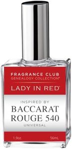 Fragrance Club Genealogy Collection Lady In Red a timeless fragrance with notes of Jasmine, Amber Woods inspired by Bacc Roug 540. 1.9oz. EDP Universal fragrance for Men or Women