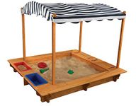 KidKraft Wooden Sand Pit with Canopy and Storage Boxes, Garden Sand Toys for Kids, Outdoor Play Equipment for Children, 00165