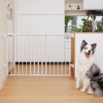 Babelio 31.5-55" No Bottom Bar Baby Gate Extra Wide, 2-in-1 Auto Close Dog Gate for The House, Stairs and Doorways, Safety Pet Gates with Large Walk Thru Door, White