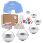 Bath Bomb Mold Set 228 Pieces - 200 Packs Shrink Wrap Bags,12 Pieces of DIY Metal Mould,Spoons,Gift Bags,Mini Heat Sealer (Instruction Included)