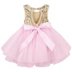 AGQT Toddler Girls Sequins Tutu Dress Sleeveless Kids Tulle Princess Birthday Dresses Flower Girls Wedding Dress Christmas(100) 18-24 Months Pink