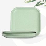 Eha Set of 6 Earth-Friendly Snack Plate | 8 inch |Snacks Serving Plates Made with Bamboo Fibers & Rice Husk Fiber | Microwave Safe Plates |Snacks Plates for Hot & Cold Servings | Celeste