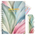 2024-2025 Weekly&Monthly Planner with stickers, Agenda Planner 2024 with Tabs, Jul.2024-Jun.2025 Twin Wire Spiral Bound Thick Paper, 12-month Hardcover Daily Planner 6.1" x 8.5"(A5 Green Leaf)