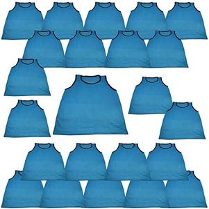BlueDot Trading Youth Sports Pinnie Nylon Mesh Scrimmage Training Vest for team practice for children’s sports soccer, football, basketball, Lacrosse, Light Blue, 24 Pack