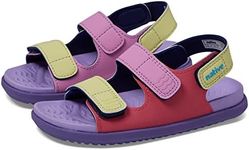 Native Shoes Kids Frankie Sugarlite Flat Sandals for Little Kid - Satin PU and EVA Upper, Round Toe Design, Casual, and Comfortable, Dazzle Pink/Healing Purple/Haze Purple/Morning Winterberry Strap, 4