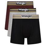 WRANGLER Men's Boxers in Black/Burgandy/Grey | Ultra Soft Viscose from Bamboo with Stretchy Elasticated Microfibre Waistband | Comfortable & Breathable Underwear - Multipack of 3