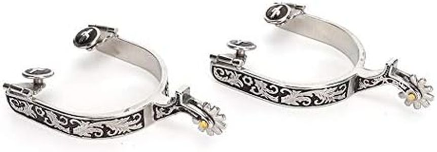 Zerodis Horse Spurs, Stainless Steel West Cowboy Spurs Floral Engraving Exquisite Pattern Gear Spurs
