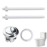 Toilet Flush Button, Dual Push Button Replacement Ideal Standard 38 mm Toilet Cistern Flusher Toilet Tank Press Button Silver Bathroom Push Rods with Round Head Accessories Repair Kit for Water Tank