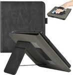 J.M.SHOW Case for 7" Kobo Libra Color (2024 Release) & Kobo Libra 2 (2021 Release), Soft TPU Protective Back Cover with Hand Strap and Card Slot, Auto Wake/Sleep, Black