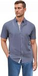 ETHANOL Men Classic Slim Fit Woven Short Sleeve Wrinkle Resistant Print Shirt MST46568 GES Navy S