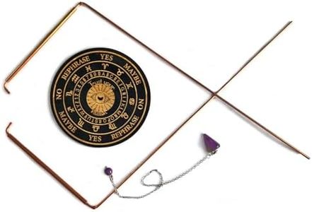 Ywait2long 100% Pure Copper Dowsing Rods & Pendulum Board Kit with Natural Amethyst - Witching Sticks for Divination, Ghost Hunting - Perfect Starter Kit for Witchcraft Beginners