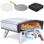 MELLCOM 20" Portable Propane Pizza Oven, 360° Auto-Rotating Outdoor Oven with Cover Bag, Peel, 14" Pull-Out Pizza Stone, Gas Pizza Oven for Camping, Backyard and Party