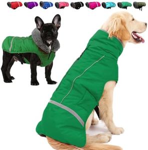 Doglay Dog Coat, Waterproof Dog Jacket Pet Winter Coat for Cold Weather with Thicken Furry Collar, Reflective Puppy Winter Jacket Warm Fleece Lining for Small Medium Large Pets