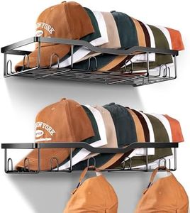 KEETDY Metal Hat Racks for Baseball Caps Wall Hat Organizer Fit 20 Caps Holder, 2 Packs Sturdy Wall Mounted Hat Storage Organizer, Black