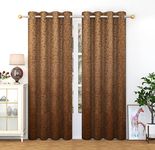 STAR DECOR Beautiful Suade Pattern Polyster Curtain - 7 feet Door, Coffee [2 Piece]