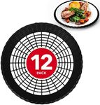 Stock Your Home 9” Paper Plate Holder in Black (12 Count) - Plastic - Heavy Duty - Woven - Reusable