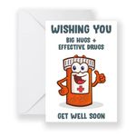 Wishing You Big Hugs & Effective Drugs Card - Funny Get Well Soon Cards Gifts Women Men Operation Surgery Good Luck Better Speedy Recovery Cancer Knee Hip Op Chemo Hospital (Blank Message Prime)