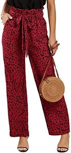 SySea Womens High Waist Leopard Pants Wide Leg Long Belted Palazzo Trousers with Pockets