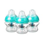 Tommee Tippee Advanced Anti-Colic Baby Bottles, Breast-Like Teat and Heat Sensing Technology, 150ml, Pack of 3, Clear