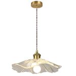 JHBHQKX Nordic Glass Brass Chandelier Homestay Bar Aisle Porch Restaurant Cafe Light Single Head Lotus Leaf Pendant Light E27